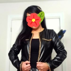 Leather size S semi wide  Jacket  woman